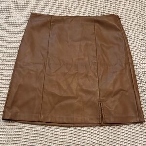 LOFT Camel Faux Leather Mini Skirt | Size 6 | Brown A-Line